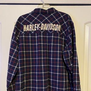 Harley Davidson blue flannel shirt